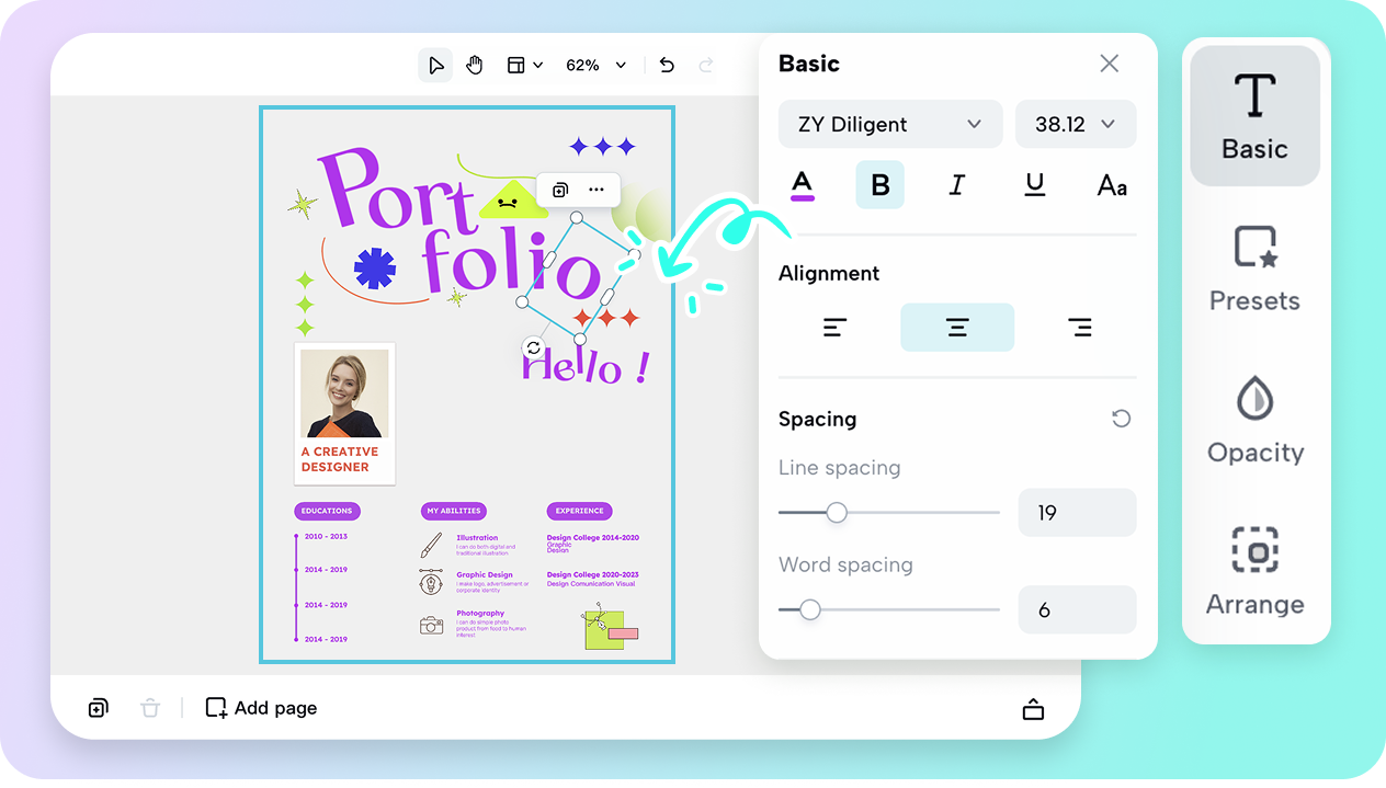 Customizable portfolios align with brand identity